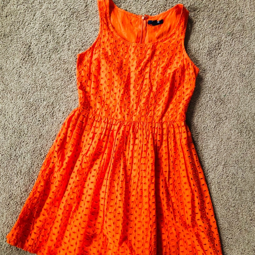 Old Navy orange eyelet fit and flare sundress